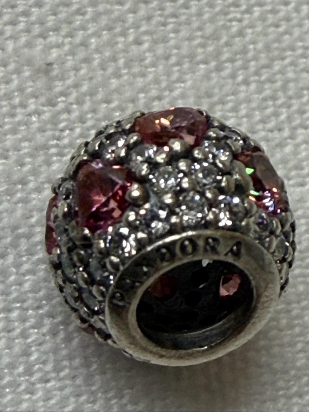 Pandora Shimmering Heart Ball  Fancy Pink Clear CZ Charm